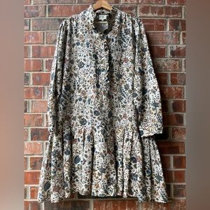 Tuckernuck Tate Cream Floral Print  Dropwaist Dress XXXL